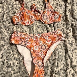 Floral Orange Swimwear Set